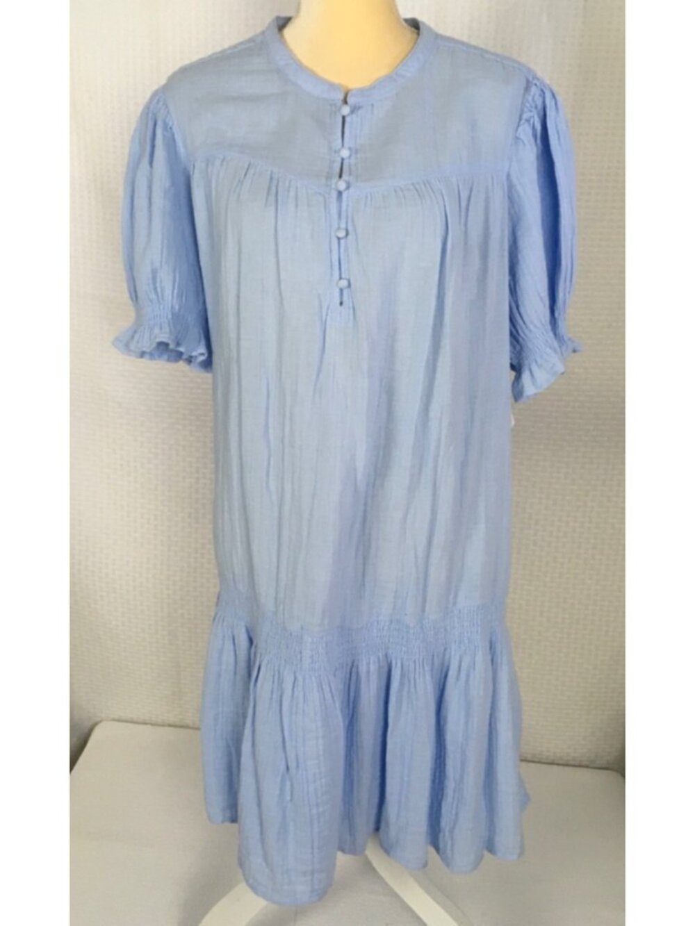 Time and Tru Dress Size XXXL 22 Light Blue Drop Waist Short Sleeves New w Tag